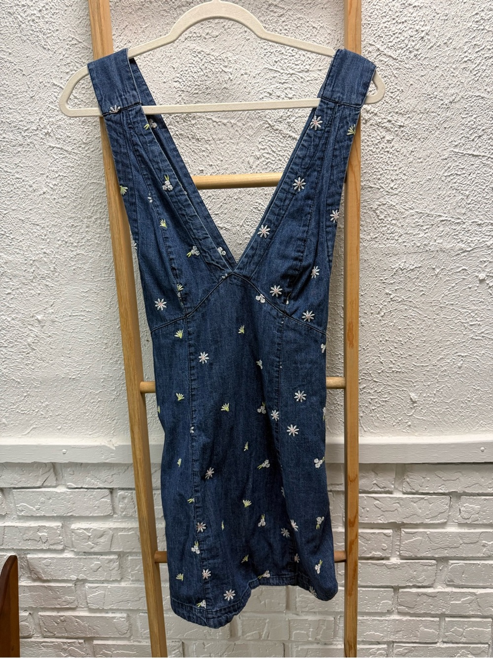 Free People Denim Floral Embroidered Dress